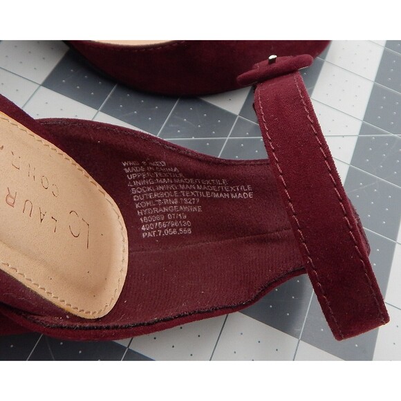 LC Lauren Conrad Hydrangea Women’s Ankle Strap High Heel Wine Faux Suede Size 8M - Picture 7 of 10